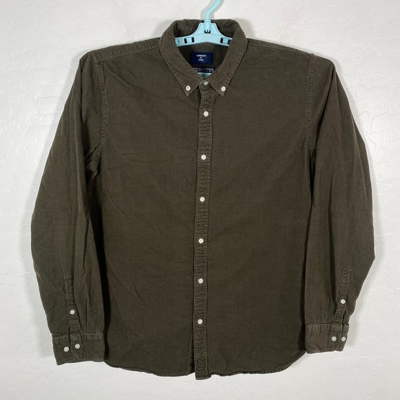 Superdry Shirt Mens Xl Green Button Down Corduroy Long Sleeve Collared - Picture 1 of 9